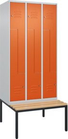 C+P Z-Spind Classic PLUS Sitzbank mit 6 Fächern und Zylinderschloss, Sitzfläche aus Buche-Hartholz, B/T/H: 212,0 x 90,0 x 81,5 cm - Bild 1