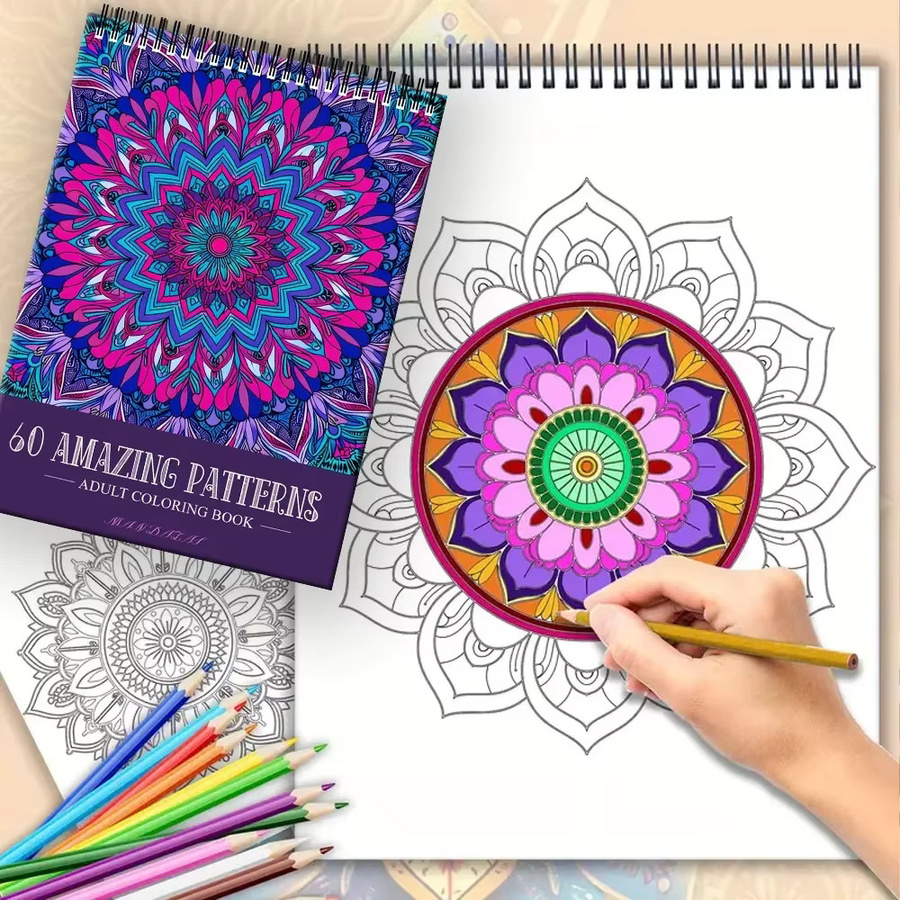 Brillantes Mandala-Malbuch für Erwachsene mit 60 Seiten in Mehrfarbig - Bild 2