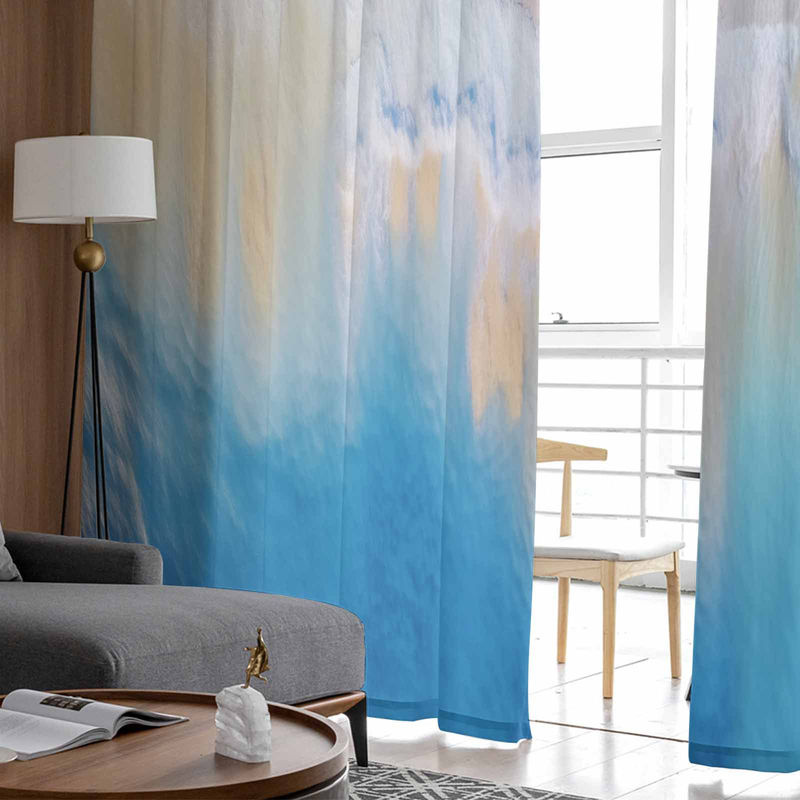 Super Six Chiffon-Fenstervorhang mit Ozean-Strand-Motiv in Weiß und Blau, transparentes Tüll-Paneel für Wohnzimmer und Schlafzimmer, Breite: 135 cm, Höhe: 114 cm - Bild 4