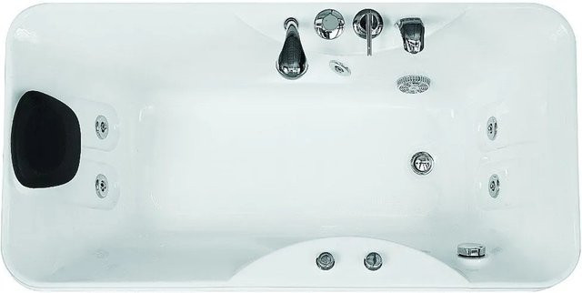 Whirlpoolbadewanne Vente-unique Gavino Eckbadewanne mit Wasserstrahl, Weiß, Breite: 150 cm, Höhe: 65 cm, Tiefe: 75 cm - Bild 1