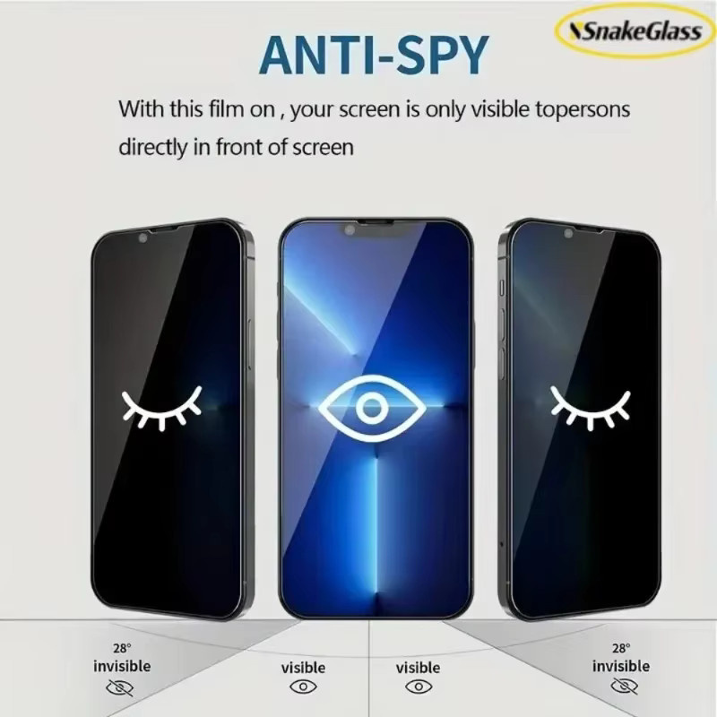 3er-Pack ZMZE Blickschutzfolie aus gehärtetem Glas für iPhone 17 Pro Max 16 Pro 15 14 Plus 13 12 Mini 11 XS Max XR – Transparentes Anti-Spionage-Displayglas mit Kratzschutz - Bild 2