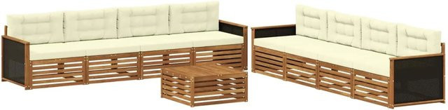 vidaXL Outdoor-Sofagarnitur aus Akazienholz mit Kissen in Beige und Braun - Bild 1