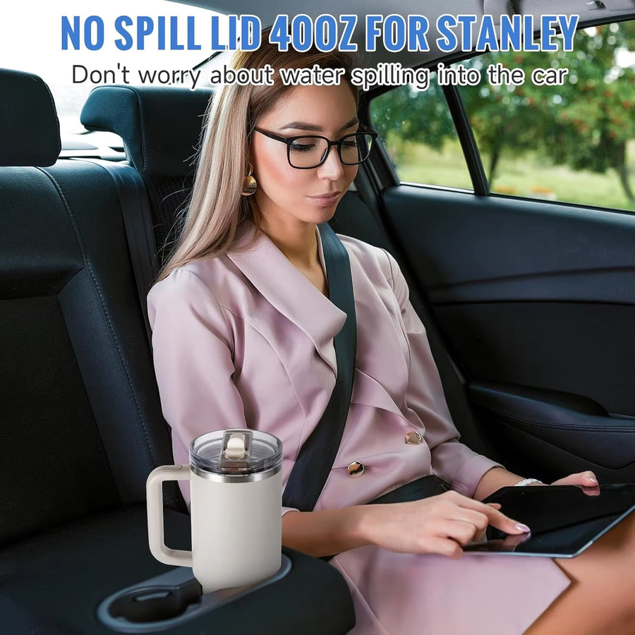 Stanley Flip-Strohhalm-Deckel mit Auslaufschutz für 40oz Tumbler in Schwarz und Transparent - Bild 4
