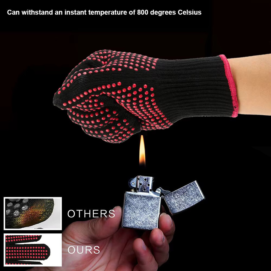 Willstar Hitzebeständige Grillhandschuhe aus Polyester-Baumwolle in Schwarz und Weiß - Bild 4