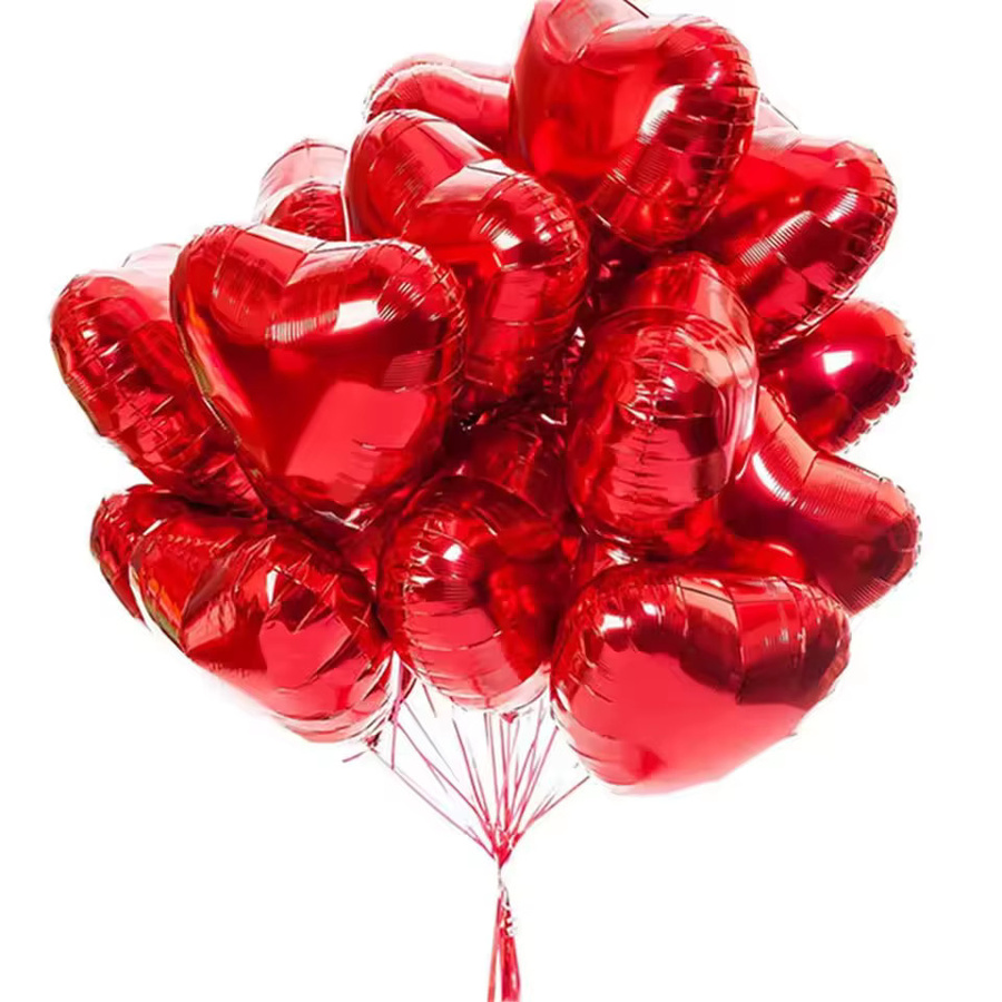 BALONAQ Herz Luftballons aus Aluminiumfolie in Rot für Valentinstag, Hochzeit, Geburtstag und Party - Bild 3