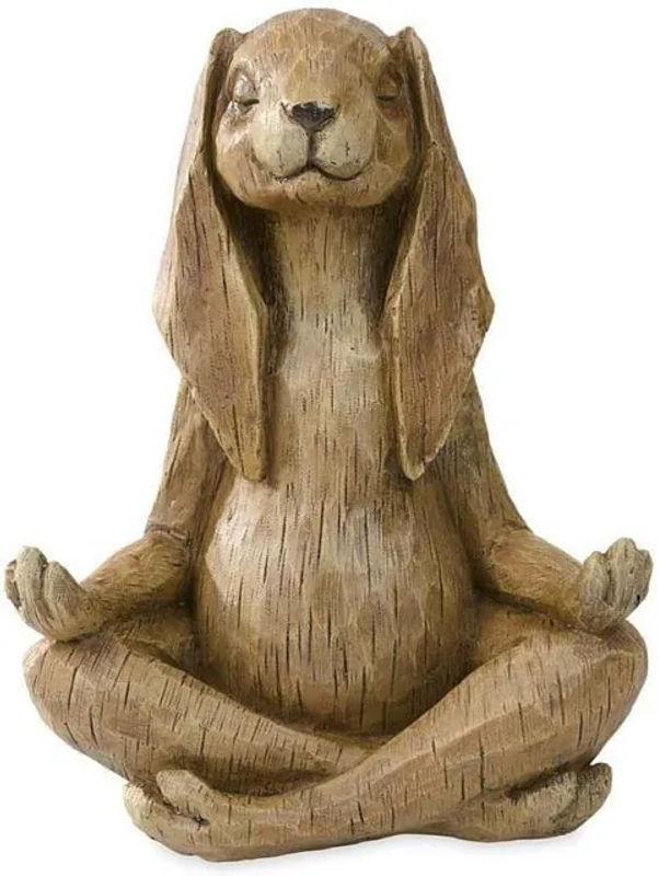 Meditierender Hase aus Kunstharz in Braun als dekorative Tierfigur für Garten und Haus von Bestbags - Bild 1