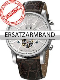 Perigaum Uhrenarmband Leder, braun, silberne Schliesse, 24 mm - Bild 1