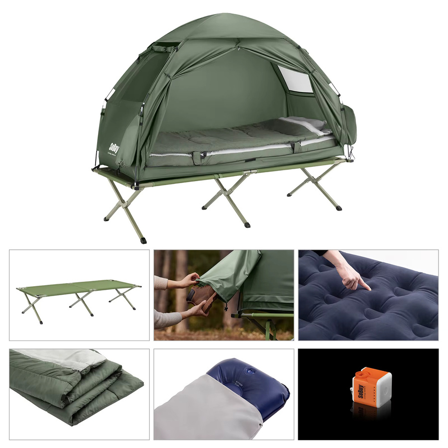 SoBuy 4in1 Campingzelt mit Campingliege OGS32 Grün - Bild 2