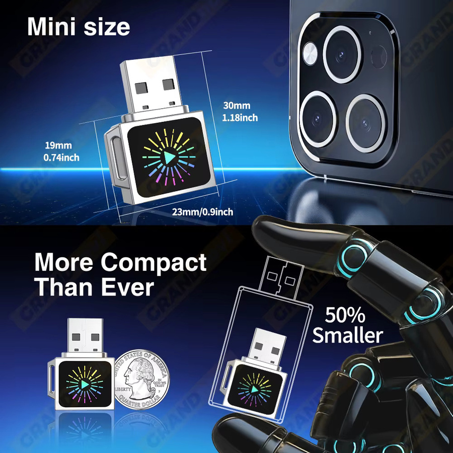 Grandnavi 2in1 Smart Mini Box Drahtloser CarPlay und Android Auto USB-C Adapter Dongle in Silber für VW Toyota Nissan Honda Ford Benz KIA MG - Bild 5