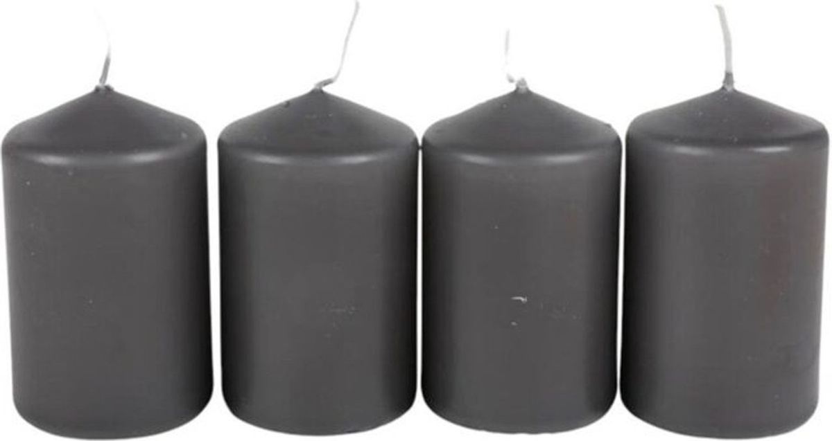 Buri Adventskranzkerzen Grau 4er-Set aus Wachs, Stumpenkerzen für Weihnachten und Advent, Durchmesser: 5 cm, Höhe: 8 cm - Bild 1