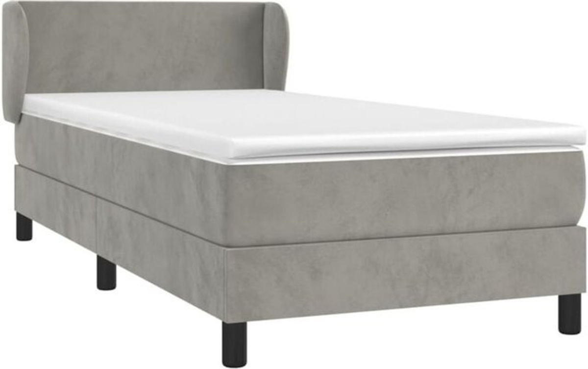Vidaxl Boxspringbett mit Matratze aus Samt und Massivholz in Grau, B/T/H: 100 x 200 x 78 cm - Bild 1