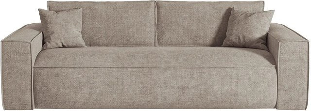 Vente-unique Schlafsofa Amelia in Taupe mit Stoffbezug und Memory-Schaum, Breite: 236 cm - Bild 1