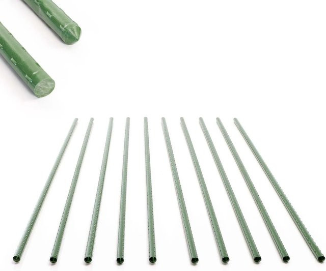 Toboli 10er Set Pflanzstäbe Grün aus Metall und Kunststoff, Rankstäbe für Gemüse und Kletterpflanzen, Höhe: 120 cm, Durchmesser: 11 mm - Bild 1