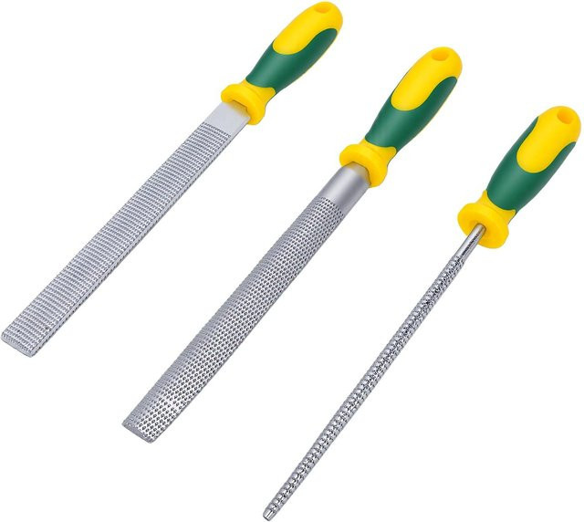 3-teiliges Holzfeilen-Set von TOMTOP JMS in Multicolor mit Flach-, Rund- und Halbrundfeilen aus Metall und ergonomischen Griffen für die Schreinerei - Bild 1