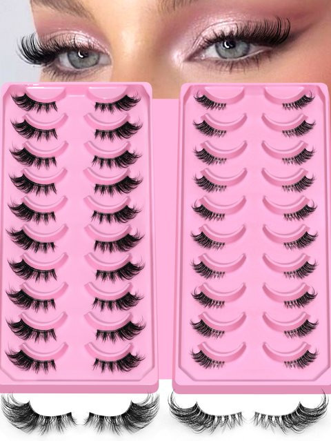 VELTRINAY Halbe Wimpern, 20/5 Paar, 3D-Wimpern aus künstlichem Nerz, Unisex - Bild 1