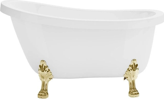 Freistehende Badewanne mit Füßen Vente-unique Nisos in Weiß, Länge: 145 cm - Bild 1