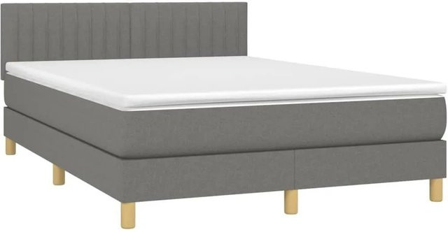 vidaXL Boxspringbett mit Matratze und LED-Unterbettbeleuchtung in Dunkelgrau und Weiß, B/T: 140 x 190 cm - Bild 1