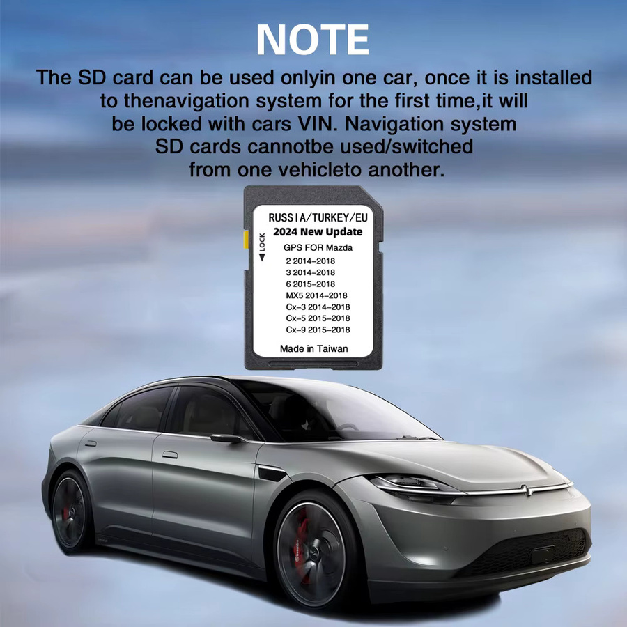 NAVINESA GPS SD-Karte mit 16 GB für Mazda 2/3/6/CX3/CX5/CX9/MX5 inklusive Navigationskarten für EU, Russland und Türkei (Modell 2024) - Bild 3