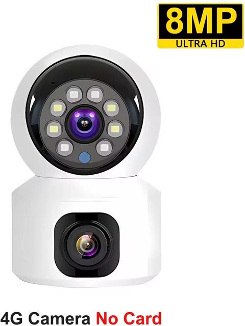 Vstarcam Mini 4G Kamera mit Dual-Objektiv und Nachtsicht, 8MP kabellose Indoor Baby Monitor mit AI Menschlicher Erkennung, Weiß - Bild 1