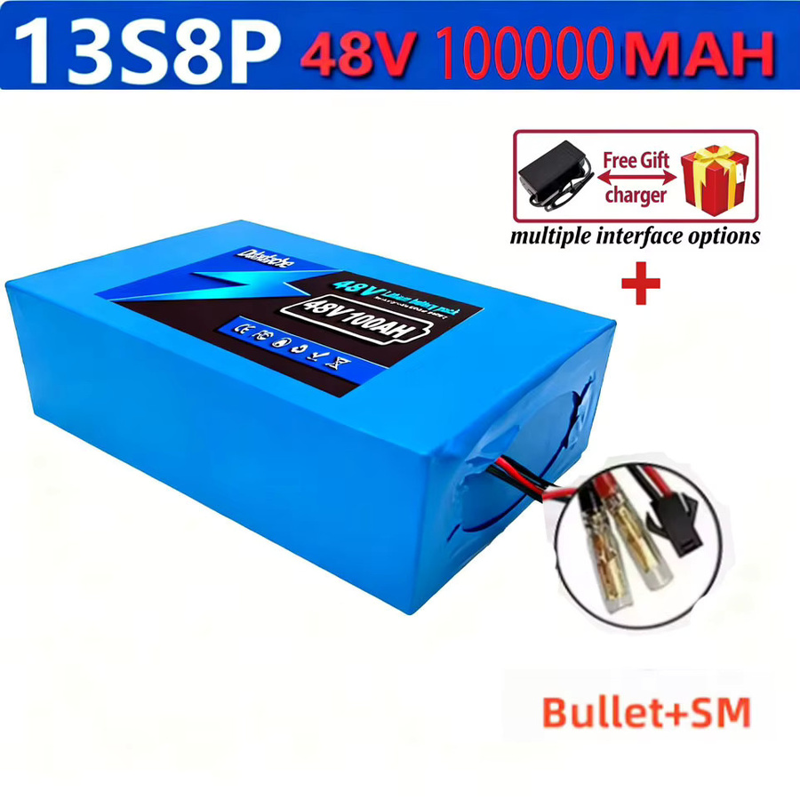 13S8P 48V 100Ah Lithium-Ionen-Akku mit integriertem BMS-Schutzboard für Elektrofahrräder und E-Bikes, Blau - Bild 6