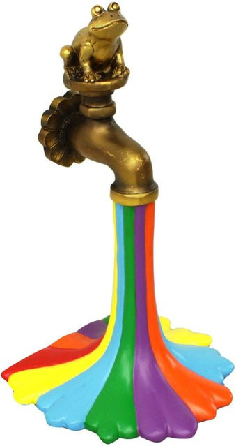 TOMTOP JMS Regenbogen Wasserhahn Frosch Ornament aus Harz in Mehrfarbig für den Garten und Außenbereich - Bild 1