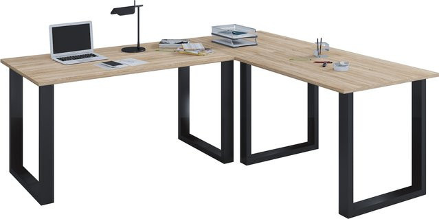 VCM Eckschreibtisch Lona in Braun, moderner L-förmiger Computertisch für dein Home-Office, B/T/H: 220 x 80 x 76 cm - Bild 1
