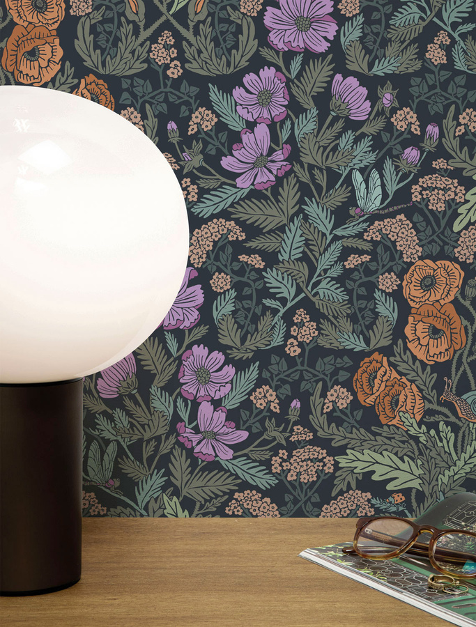 KEK Amsterdam Wallpaper Floor Rieder 2 FR-010 Wandtapete im Art Nouveau Stil mit floralem Design in Grün, Orange und Multicolour, Breite: 50 cm, Höhe: 280 cm - Bild 1