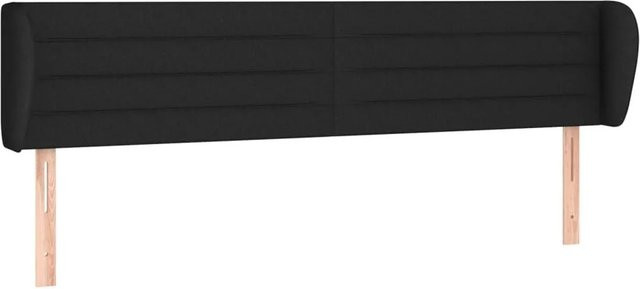 vidaXL Kopfteil mit Ohren in Schwarz aus Stoff, Breite: 203 cm, Tiefe: 23 cm, Höhe: 78-88 cm - Bild 1