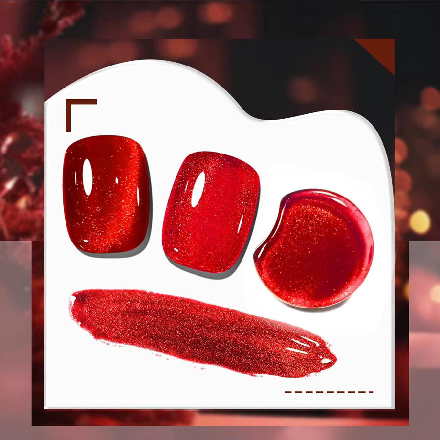 QAZIXU Nagellack Gel, Red Cat Eye, 10 ml - Bild 4