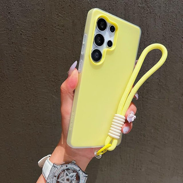 DANAISUFEI Handyhülle mit Lanyard für Samsung Galaxy A56 A36 A26 A16 A06 A55 A35 A25 A15 A05 A54 A53 A52 A73 A17 A07 in Hellgelb Matt - Bild 1