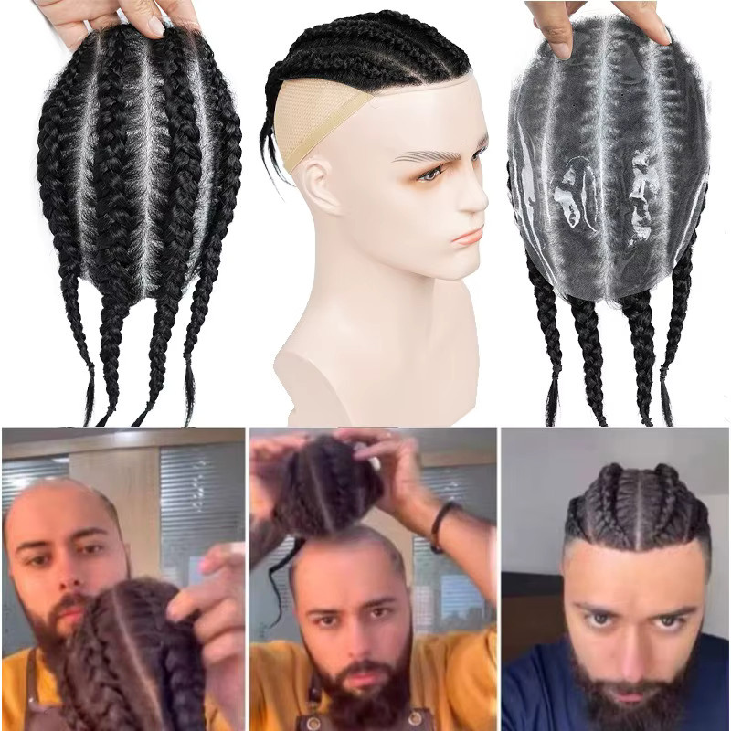 GloTress Dirty Braid Haarteil, afrikanische Zopfperücke aus Echthaar, Herren - Bild 5