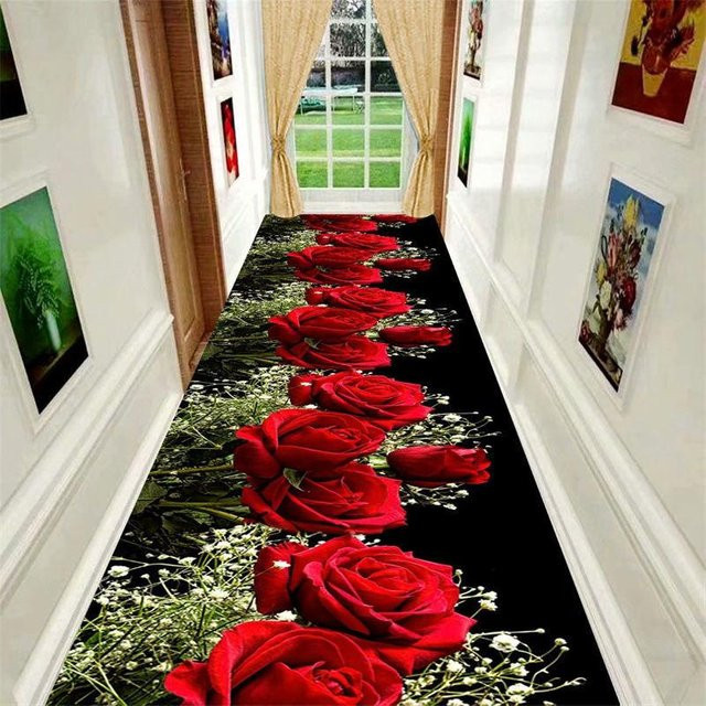 WTEMPO Samtteppich Diamant-Design in Gold und Rot, rutschfest und schmutzabweisend, B/T: 100 x 100 cm - Bild 1