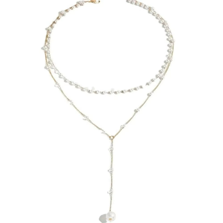 SUMENG Halskette, Doppel Layered, Perle, Gold, Damen - Bild 3