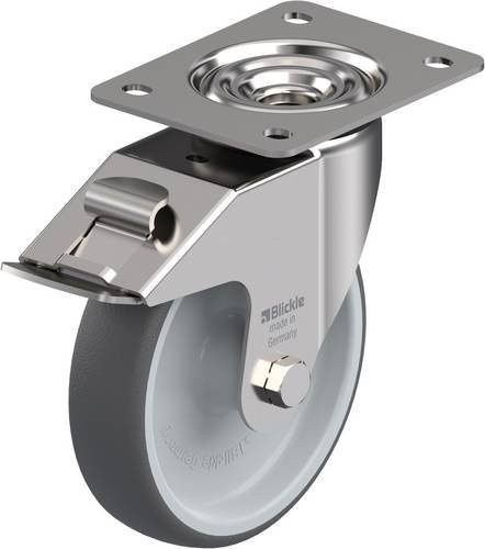 Blickle LEX-PATH 160G-FI Lenkrolle mit Feststeller in Silber und Grau aus Edelstahl mit 160 mm Rad-Durchmesser und 300 kg Tragfähigkeit - Bild 1