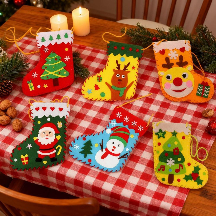 OONBIFFY Bastel-Weihnachtsstrümpfe Bastelset Vliesmaterial Bunt - Bild 5