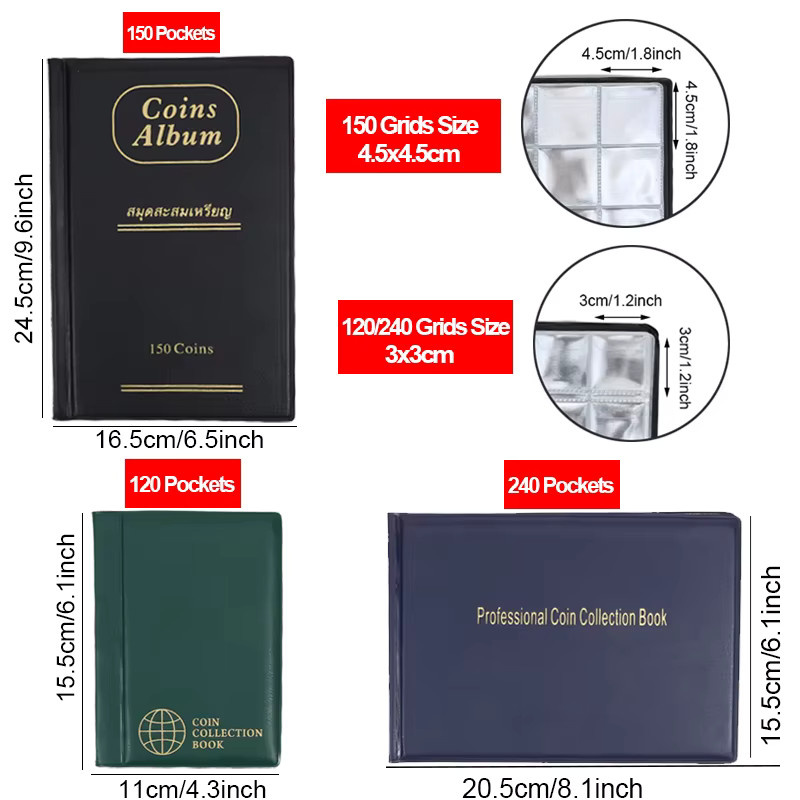 Schwarzer Münzalbum-Halter aus Kunststoff mit 120, 150 oder 240 Taschen zur Organisation deiner Münzsammlung - Bild 6