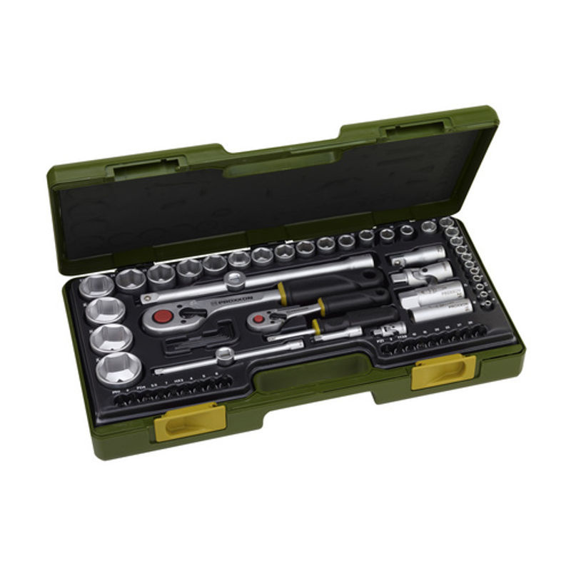 Proxxon Steckschlüsselsatz Industrial 65-teilig mit 1/4 Zoll und 1/2 Zoll in Grün und Silber - Bild 3