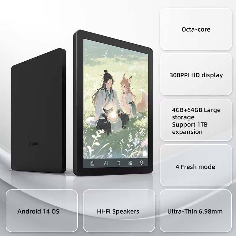 Bigme B6 E-Book-Reader mit 6 Zoll E-Ink-Bildschirm, Android 14 OS, Google Play, 36-stufige Frontbeleuchtung, Schwarz oder Grün - Bild 2