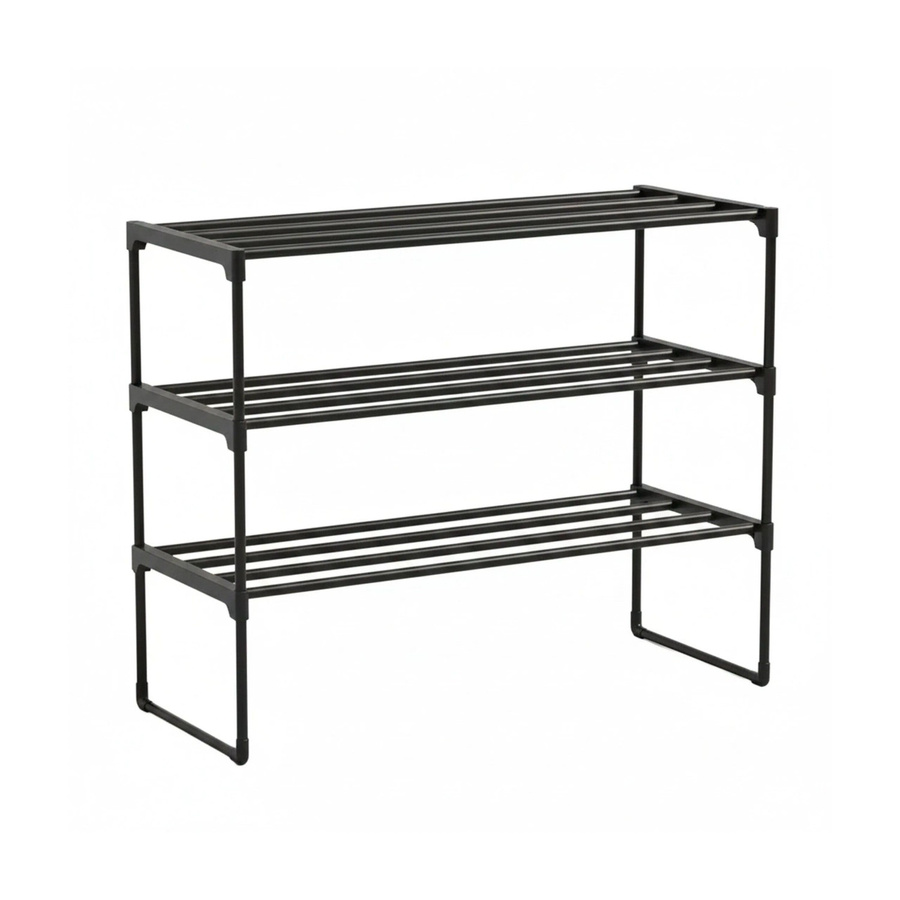 Relaxdays Schuhregal aus Metall in Schwarz, stapelbares Stecksystem mit 3 Ebenen, B/H/T: 68 x 55 x 30 cm - Bild 2