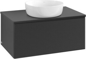 V&B Waschtischunterschrank Antao mit Frontstruktur und Beleuchtung in Blau, B/T/H: 80 x 36 x 50 cm - Bild 1