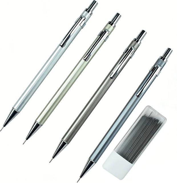 Joy Corner Metall-Druckbleistift-Set mit 4 Stück und 0,5 mm Graphit-Minen inklusive Box für Schule und Büro - Bild 1