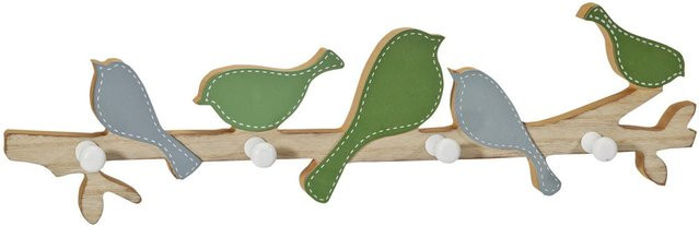 Garderobenleiste Vogelschar in Grün aus lackiertem MDF im skandinavischen Design, Breite: 48,0 cm, Höhe: 5,0 cm, Tiefe: 14,0 cm - Bild 1