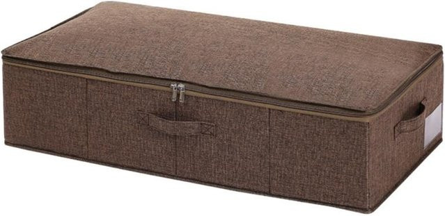 Three Body Unterbett-Aufbewahrungsbox aus Baumwolle und Leinen, stapelbar und faltbar, braun, B: 76 cm, T: 38 cm, H: 17 cm - Bild 1
