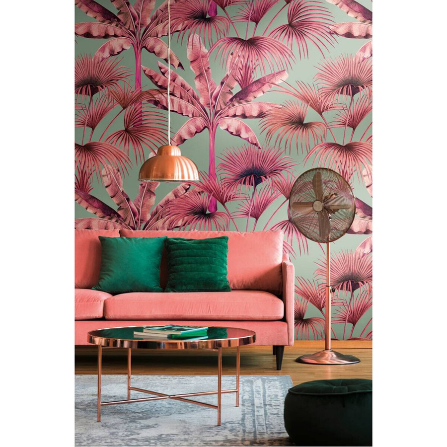 Livingwalls Fototapete Palmenblätter im Urban-Jungle-Look, Farben: Pink, Rosa und Blau, B/H: 280 x 159 cm - Bild 3