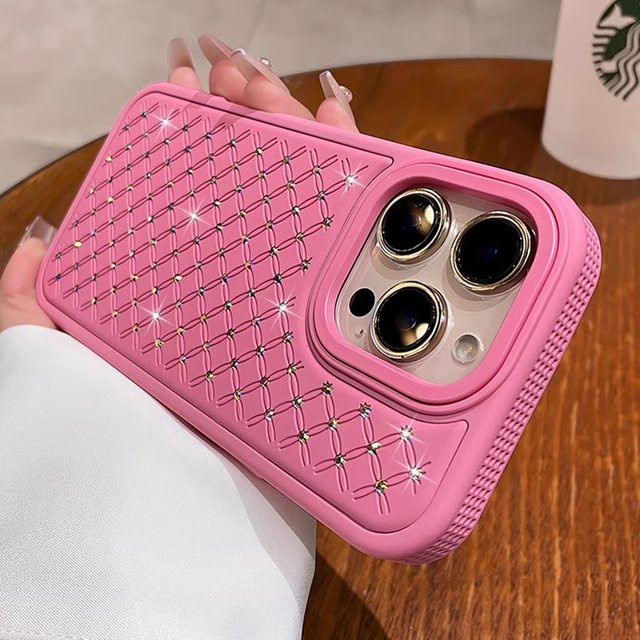Luxuriöse Bling-Diamant Silikonhülle für Apple iPhone in den Farben Schwarz und Pink - Bild 1