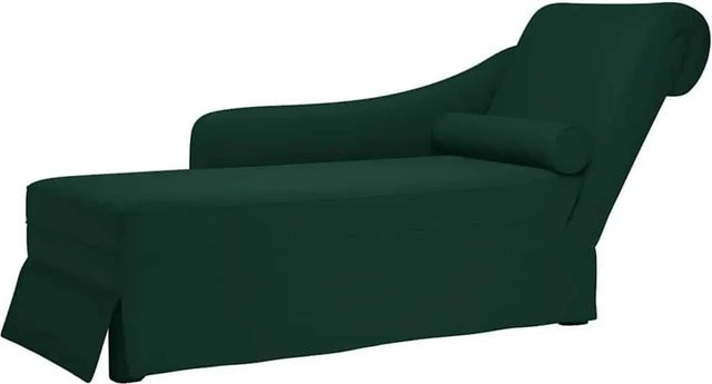 vidaXL Chaiselongue mit Nackenrolle und rechter Armlehne in Dunkelgrün aus Samt, B/T/H: 145 x 70 x 56 cm - Bild 1