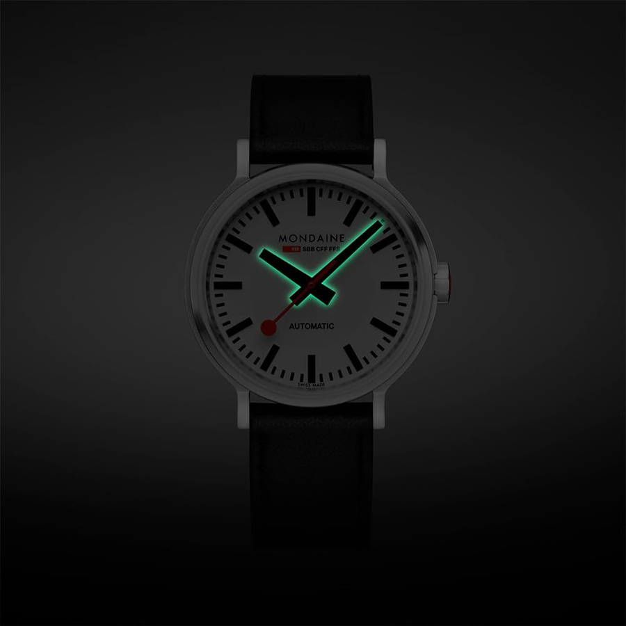 Mondaine Herrenuhr, Automatik, Edelstahl, 41 mm, Leder, Weiß - Bild 5