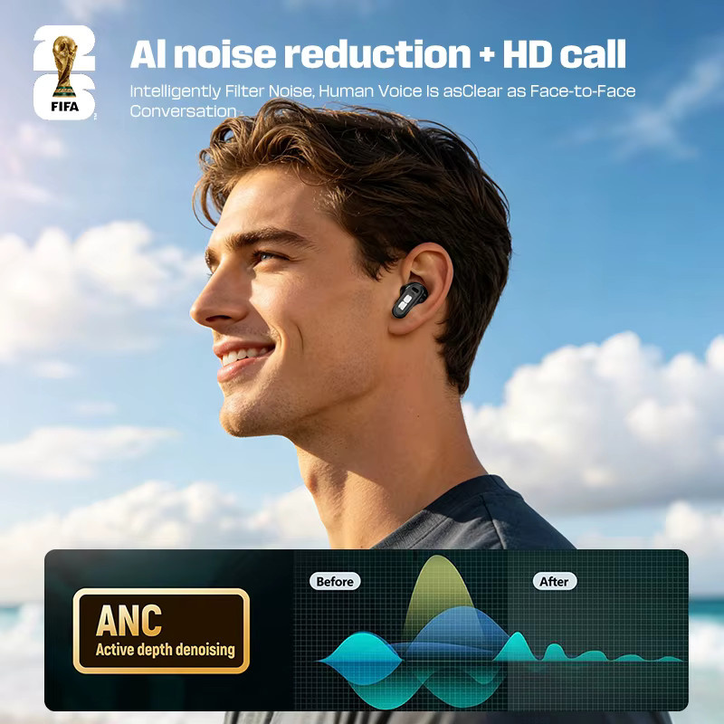 FIFA F26E01 AI Echtzeit-Übersetzungs-Kopfhörer, kabellose Bluetooth 5.4 TWS-Ohrhörer mit ENC Geräuschunterdrückung und HiFi-Stereo in Blau - Bild 7