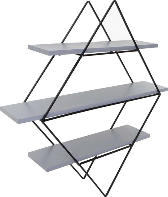 MCW Wandregal A80 im Industriedesign aus Echtholz Kiefer und Metall, Grau-Blau, B: 60 cm, H: 55 cm, T: 12 cm - Bild 1