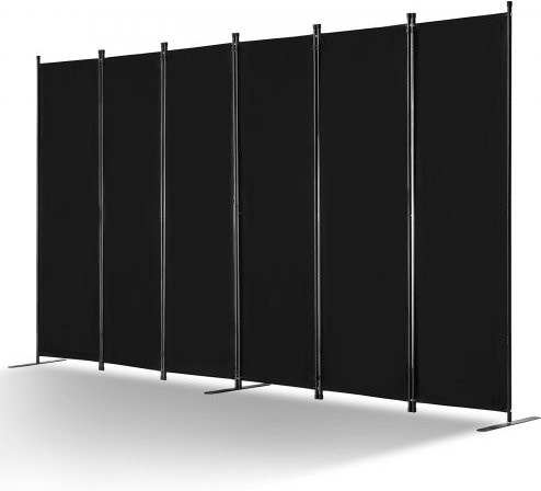 VEVOR Raumteiler mit 6 Paneelen aus Eisen und Oxford-Gewebe, faltbarer Sichtschutz und Paravent zur Raumtrennung, Schwarz, B/T/H: 311,0 x 45,0 x 180,5 cm - Bild 1